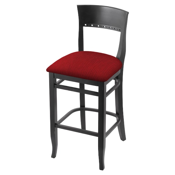 25" Counter Stool, Black Finish, Graph Ruby Seat
